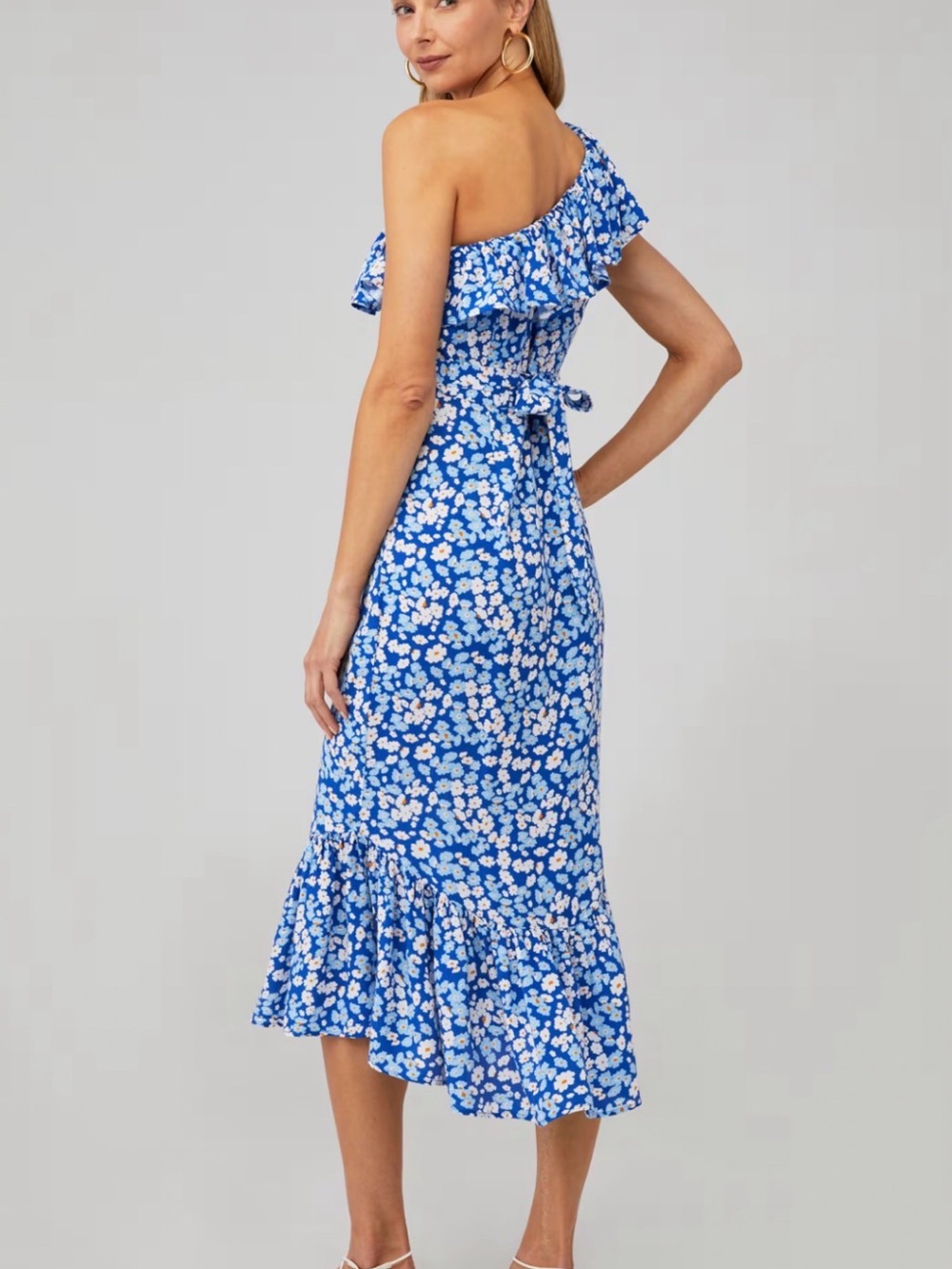 Blue Floral Westcott One-Shoulder Dress by Rue Stiic